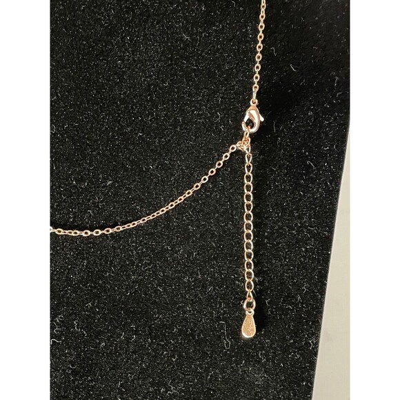 Over the Moon  16" Necklace Rainbow Stones Rose Gold Crescent Moon Double Horn - Picture 4 of 8